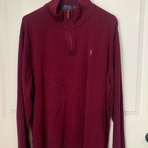 Men’s XL maroon Polo Ralph Lauren quarter zip knit pullover.